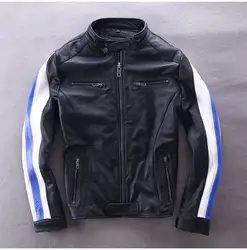 2019 новая мужская куртка из натуральной кожи Mortorcycle модная куртка из воловьей кожи байкерские куртки Бесплатная доставка