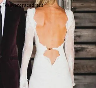 2017 New Romantic Bohemian Wedding Dresses Sheer Lace Long Sleeves V Neck Chiffon Floor Length Summer Beach Bridal Gowns  157 (6)