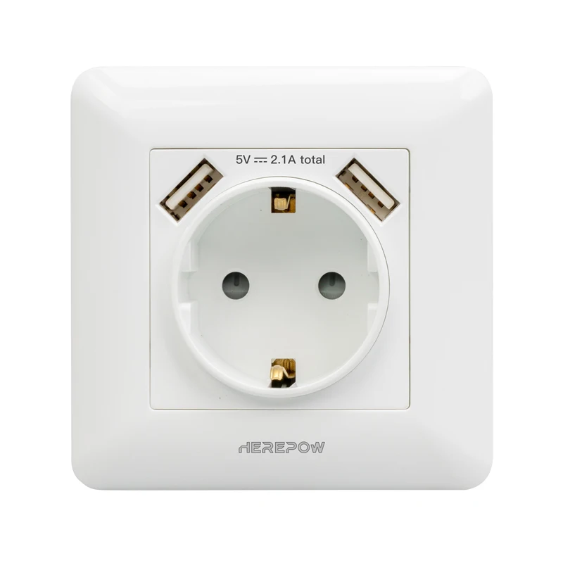 Herepow 2020 Розетка с usb 3.0 стенная розетка мощностью 16A 2 1mA скрытая подставкой для