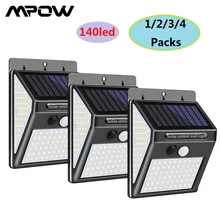 140 светодиодов Солнечный садовый светильник для MPOW PIR датчик движения настенный светильник IP65 водонепроницаемый 270 ° Широкий Угол новая охранная Лампа уличного освещения на солнечной энергии