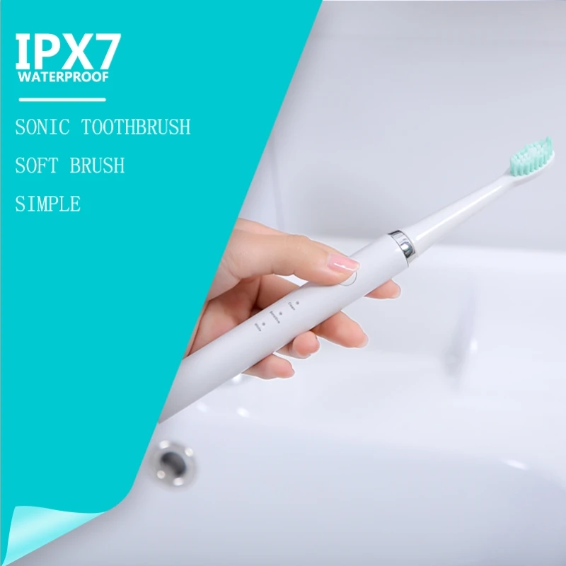 Простой дизайн IPX7 Водонепроницаемая электрическая зубная щетка с запасная зубная щетка