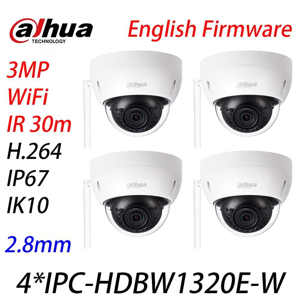 

4Pcs/Lot Dahua IPC-HDBW1320E-W IP Camera 3MP IK10 IR30M SD Card Slot 128G Network Support WiFi English version IPC-HDBW1320E-W