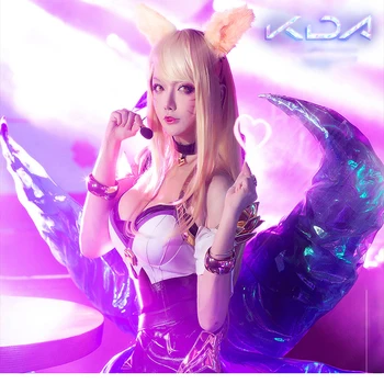 

LOL K/DA Kda girls team Ali Cos wig blonde long hair