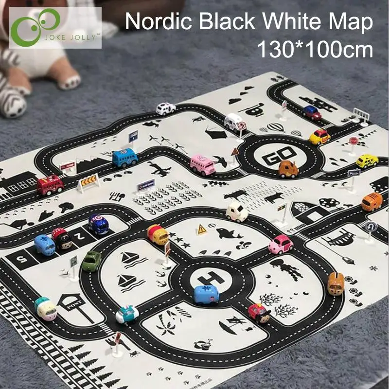 Enlarge Car Toy Waterproof Playmat 130*100CM Simulation Toys City Road Map Parking Lot Playing Mat Portable Floor Games GYH | Игрушки и