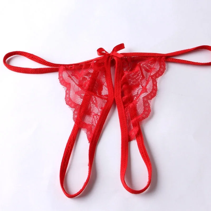 Женские трусики для секса, стринги, сексуальное женское белье, трусы с открытой промежностью, эротические прозрачные трусы-танга с бантом и ремешками для женщин - Цвет: 1PCS-PDD-5-Red B