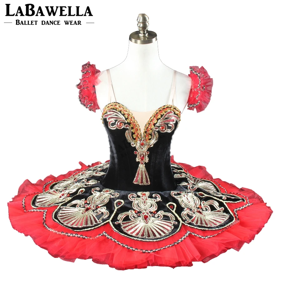 Women Professional Tutu Stage Costume Pancake BT9077 Harlequinade Black Red La Esmeralda Nutcracker Ballet Tutu Kids