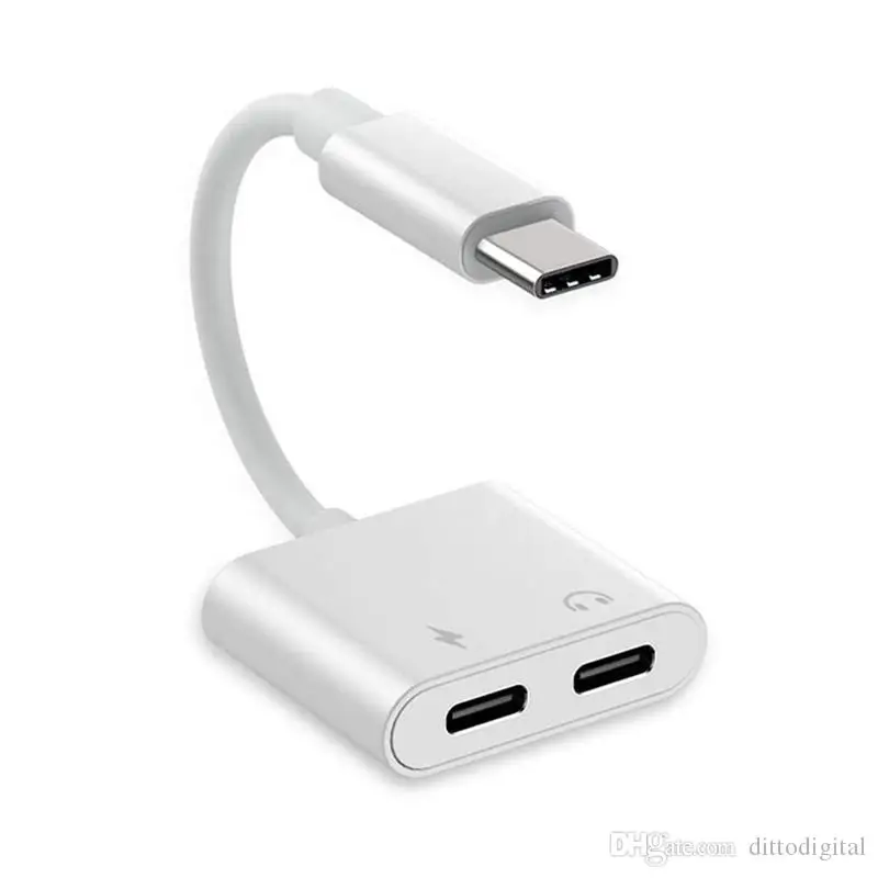 Переходник 2 в 1 USB C разветвитель для аудио и зарядного устройства 3 А быстрая