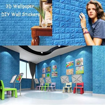 

New PE Foam 3D Wallpaper DIY Wall Stickers Wall Decor Embossed Brick Stone House Poster 77*70cm