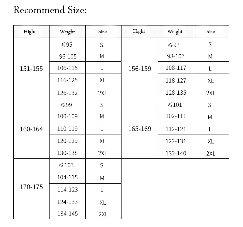 recommend size