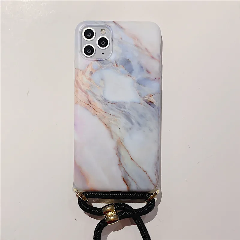 Чехол для iphone 12 11 pro xs max xr x 7 8 plus se 2020 чехол с мраморным наплечным ремнем мягкий