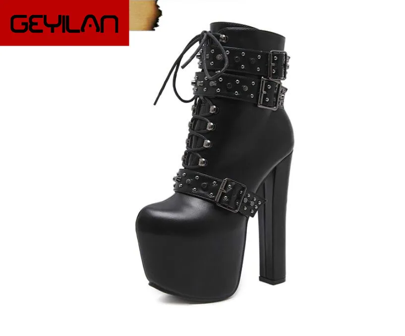 

Free Shipping 2018 New Fashion Punk Style and Super Heel Walk Books Special Button Button Womens Boots 34-40