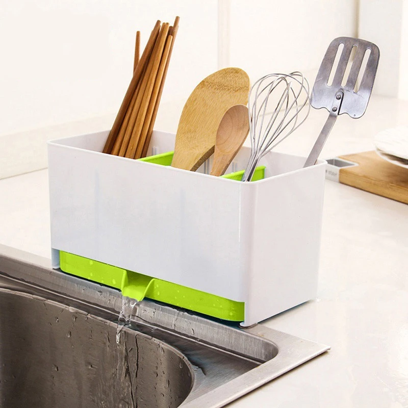 

Kitchen multi-purpose double partition drain storage box cutlery rack Tableware sorting finishing box chopsticks cage
