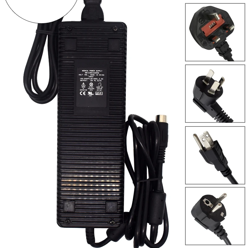 Для детей возрастом от 12V 10A 8-Pin Ault Корея Блок питания для медицинских приборов зарядное устройство с адаптером переменного тока MW122RA1223F02-б/у