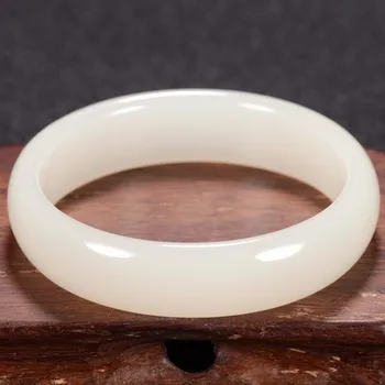 

Zheru Jewelry Natural Hetian Chalcedony 54-64mm White Bracelet Elegant Princess Jewelry Best Gift