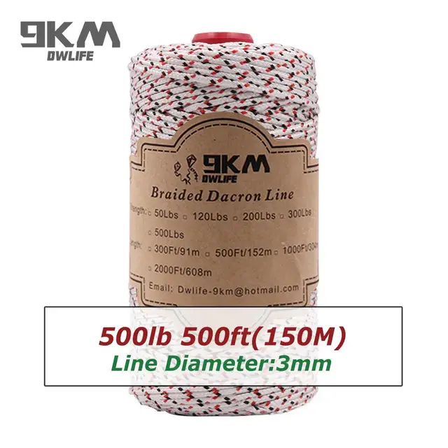 Braided Dacron Fishing Line Outdoor Kite Line 500-1000ft Multi-Functional Camping Flag Tying Band Fishing Applications 50-500Lbs 500ft 500lbs