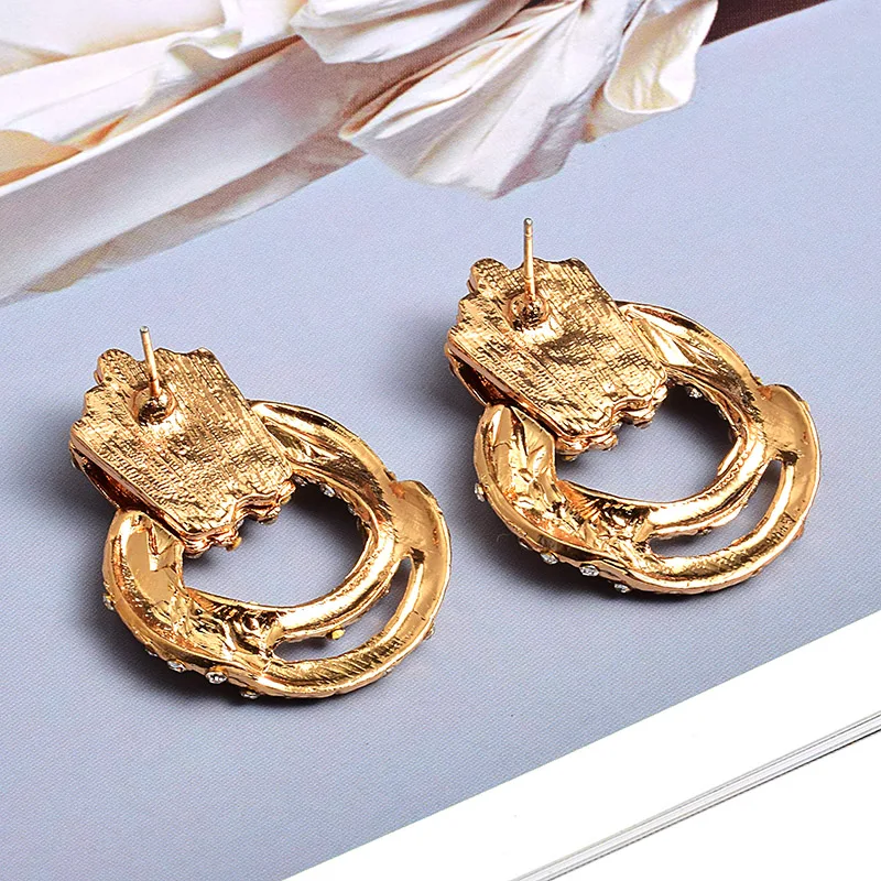 New Irregular Metal Gold Color Dangle Drop Earrings High-Quality Fashion Ctystals Jewelry Accessories For Women Wholesale