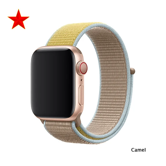 Нейлоновый ремешок для apple watch 5 4 band correa apple watch 44 мм 42 мм 40 мм 38 мм iwatch 5 4 3 2 1 цветной браслет - Цвет ремешка: Camel