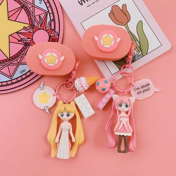 

Cute Pink Gril Soft Silicone Earphone Case for Xiaomi AirDots Keyring Cover for Redmi AirDots Bluetooth Earphone Protect Decor