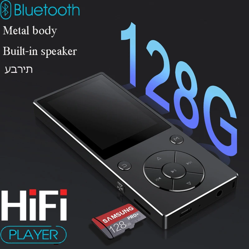 mp3-плеер с шагомером, Bluetooth 4,2, встроенный динамик, металлический плейер с fm-радио, поддержка SD карты до 128 ГБ