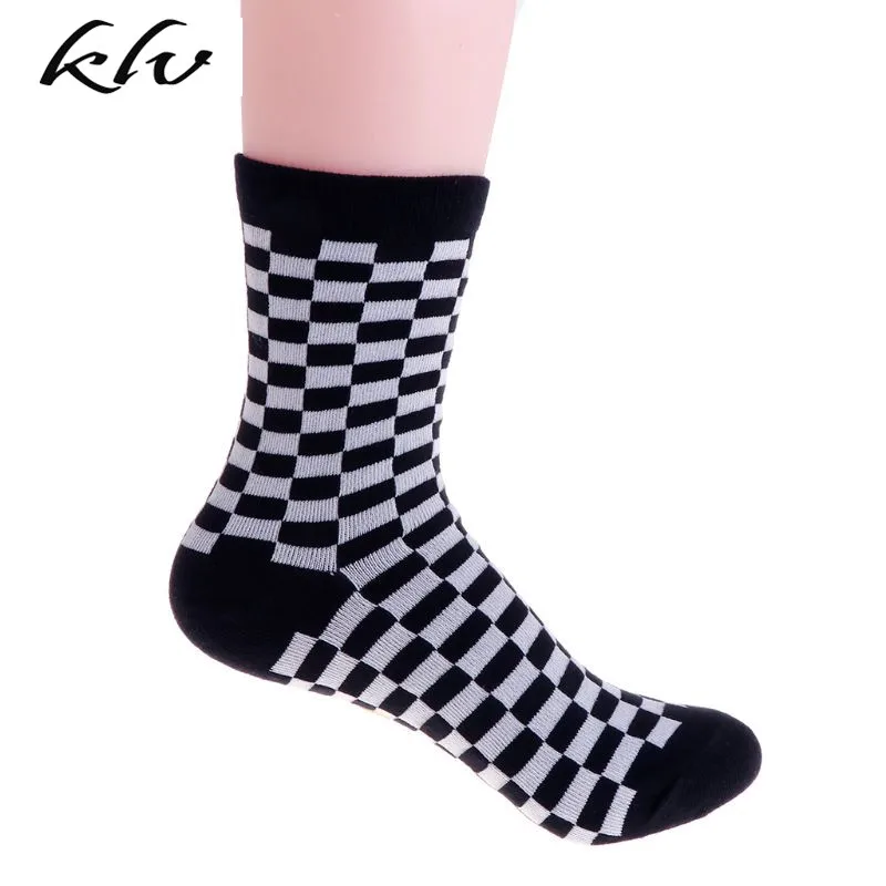 Fashion Trends Unisex Socks Checkerboard Geometric Checkered Men Women Cotton Socks