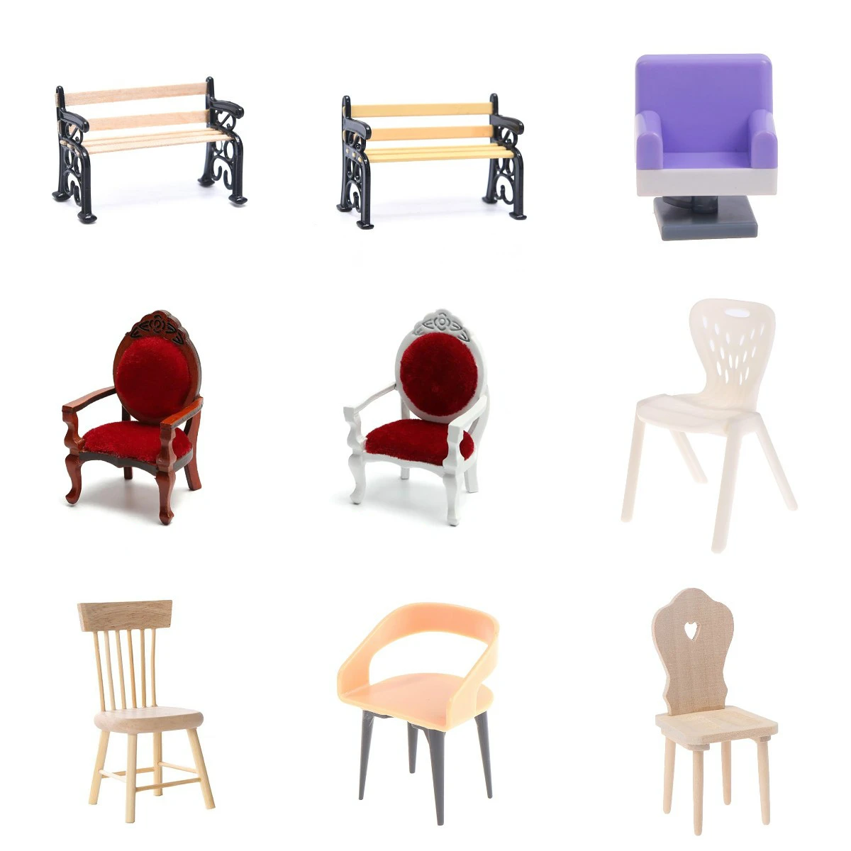 1Pc 1/6 Dollhouse Miniature Chair Furniture Model Toys for Doll House DecoratiUR