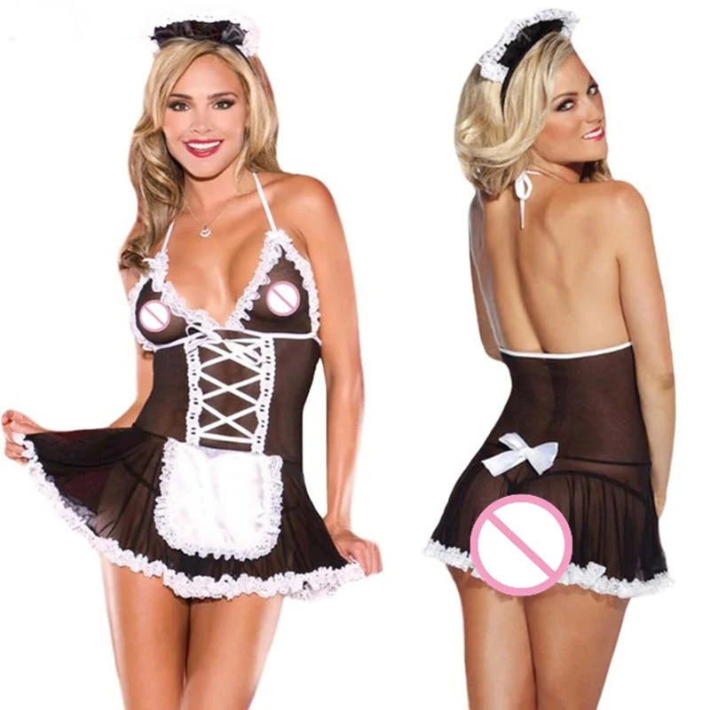 Sexy Maid Uniforms Women's Sex Products Lace Perspective Maid Cosplay Costumes Sexy Lingerie For Role-playing Games