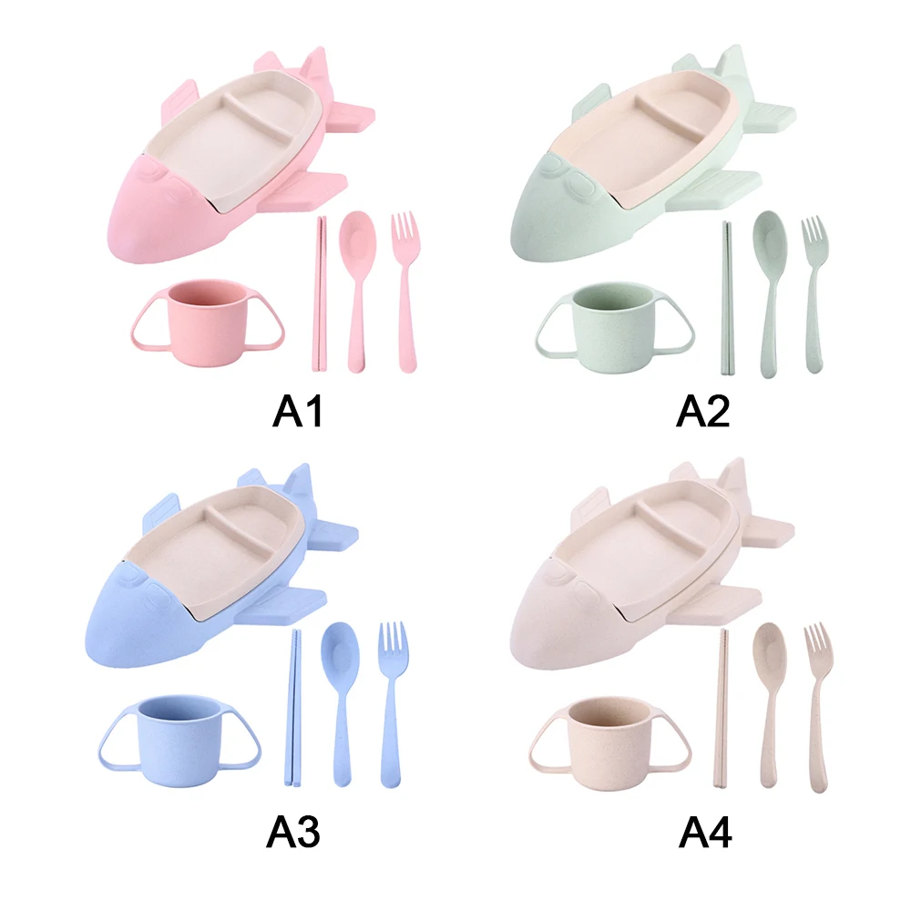 1pc Cute Cartoon Small Chips Snacks Dishware Dishes Bamboo Fiber Plate Aircraft Infant Tableware Children's Dividers Plate