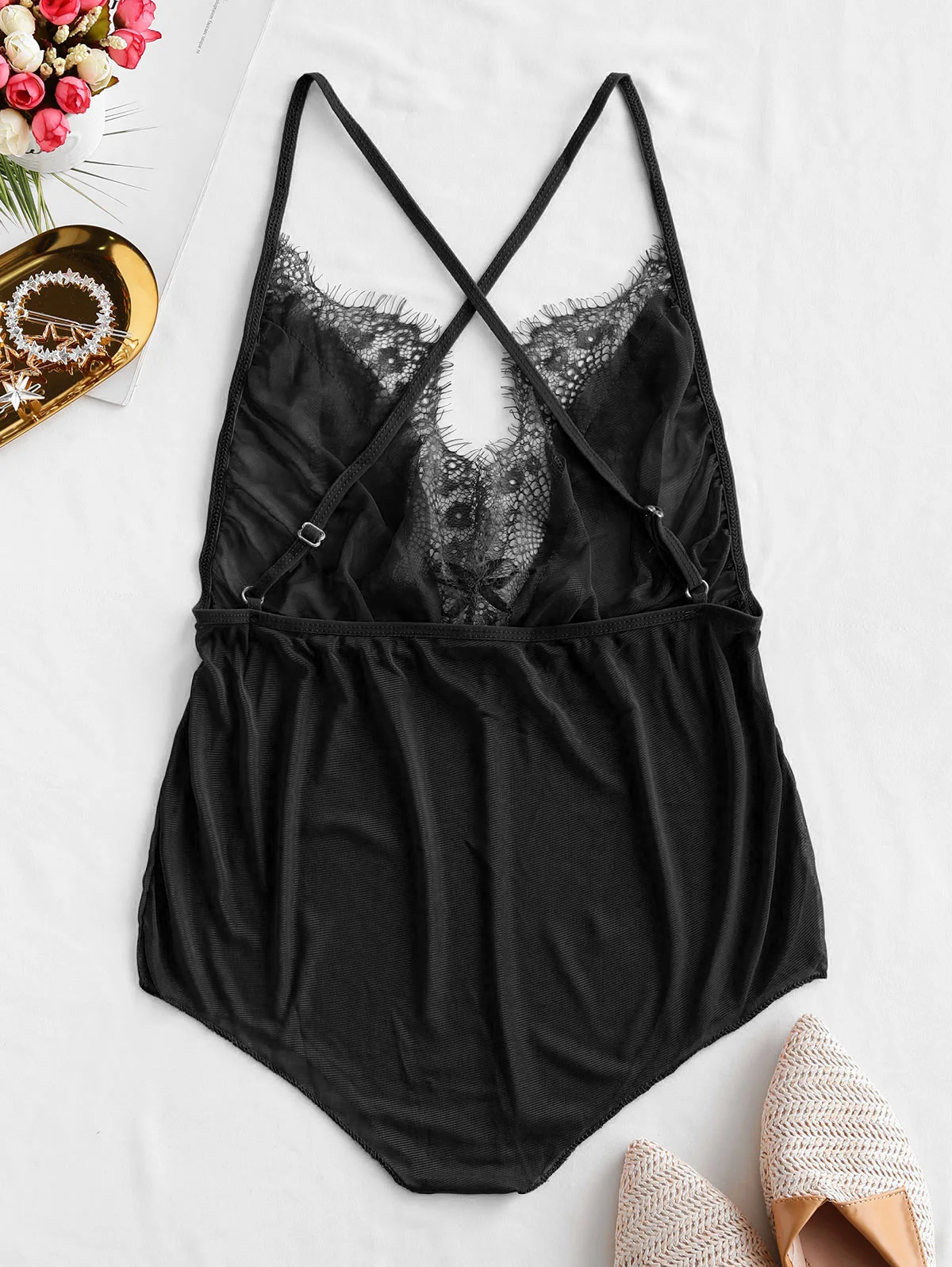 ZAFUL кружевное Прозрачное нижнее белье с открытой спиной, женское Сексуальное Кружевное Белье для сна, боди, нижнее белье, комбинезон, пижама, нижнее белье, ночное белье