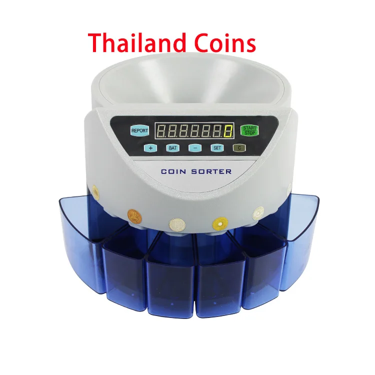 Синий смешанная монета значение сортировщик счетчик монет для евро для европейского рынка монет Счетная машина с 8 денежная трубка - Цвет: Thailand