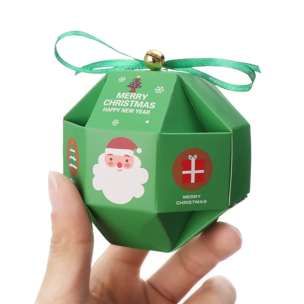 10 шт., Рождественская креативная коробка для конфет, Подарочная коробка для рождественской елки с колокольчиками, бумажная коробка, Подарочный мешок, контейнер, вечерние принадлежности