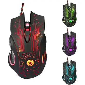 

Colorful LED Mouse Optical 6D Gaming USB Wired Mouse Mice for PC 6 Buttons with Scroll Wheel 5 Million Cycle Gamer
