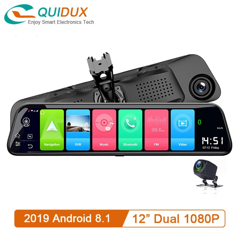

New 12 Inch 4G Mirror GPS ADAS Android 8.1 Rear View Car DVR Camera Streaming 1080P WiFi Dash Cam Registrar Video Recorder