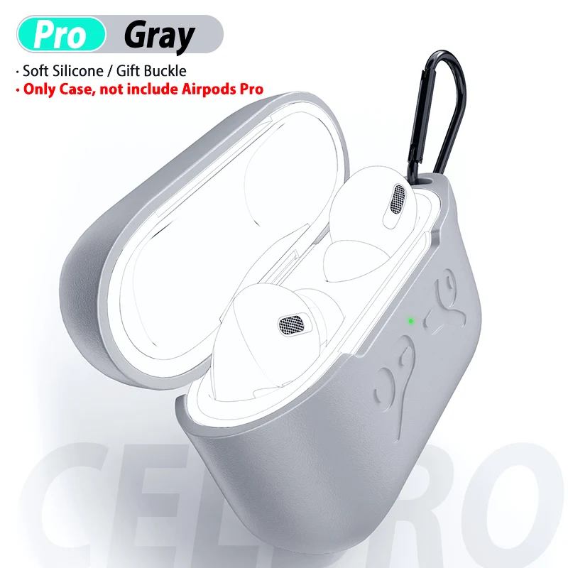Grey Чехол для Airpods Pro, мягкий силиконовый чехол для Apple Air Pods Pro, аксессуары, защитный чехол с пряжкой для Airpods3 Coque - Цвет: Grey