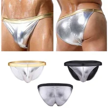 3 цвета, мужское сексуальное нижнее белье из лакированной кожи, облегающее, средняя талия, пенис, u-образный мешочек, кожаное нижнее белье, гей, эротические латексные хип-трусы