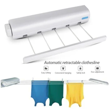 

'The Best' Retractable Laundry Hanger Wall Mounted Clothes Line Clothes Drying Rack Clothesline Laundry Rope 889