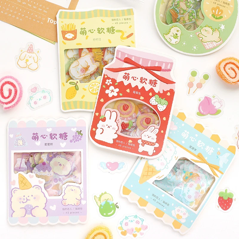 Vanyi 45pcs Stationery Sticker Pvc Kawaii Cute Stickers Korean Stationery Aesthetic Cartoon Paper Doll Decorative Diary Stickers Assorted Stickers Aliexpress