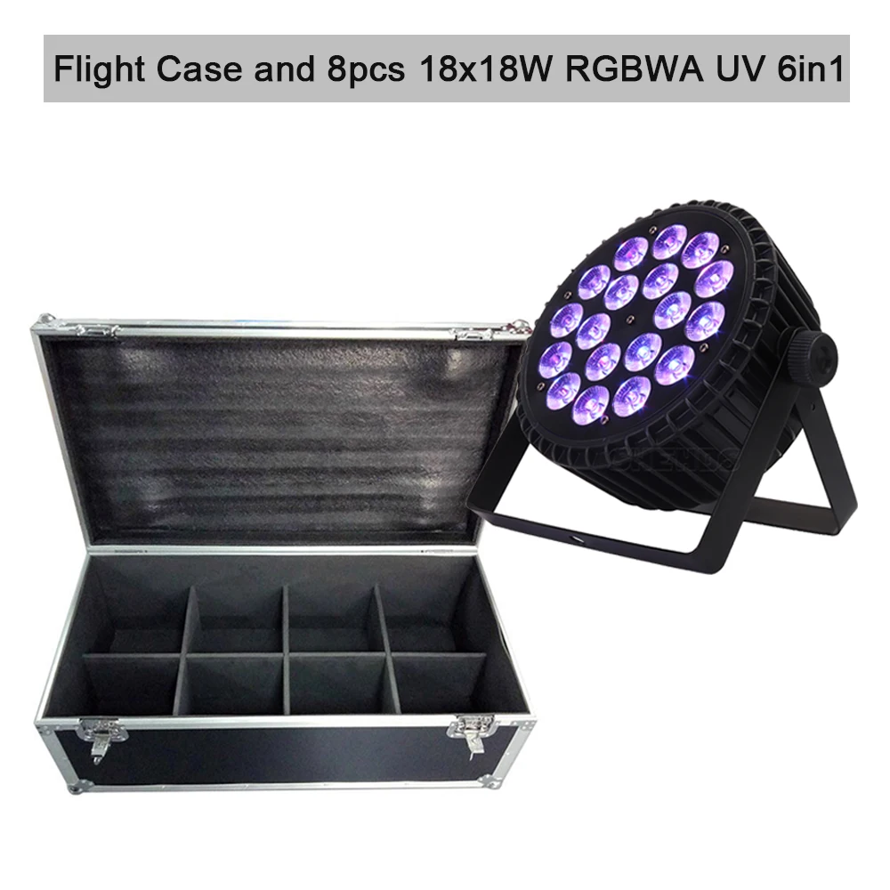 Flight Case with 8pcs 18x12W 4in1 Led Par Light 18x18W RGBWA UV 6in1 DMX Stage DJ Disco Led Spotlight Nightclub Bar Event Wash