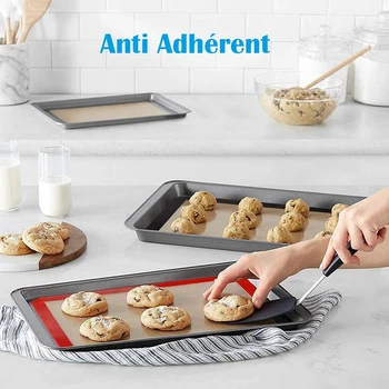 

Silicone Baking Mat,3 Pieces BPA Free Non-Stick Canvas Baking Sheet Pastry,Silicone Baking Cloth,42X30Cm and 30X21Cm