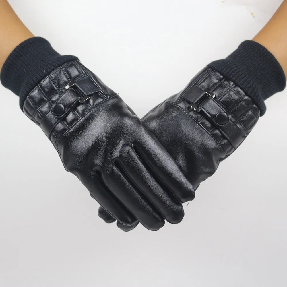 Модные зимние перчатки противоскользящие Мужская, теплая зимняя спортивная мужская зимняя теплая кожа для вождения Мягкие льняные перчатки варежки