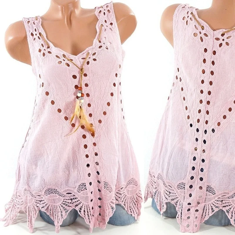 Zogaa Summer Fashion Women Lace Vest Top Sleeveless Blouse Casual Tank Tops Sexy Halter Camis Stylish Womens Long Loose | Женская одежда