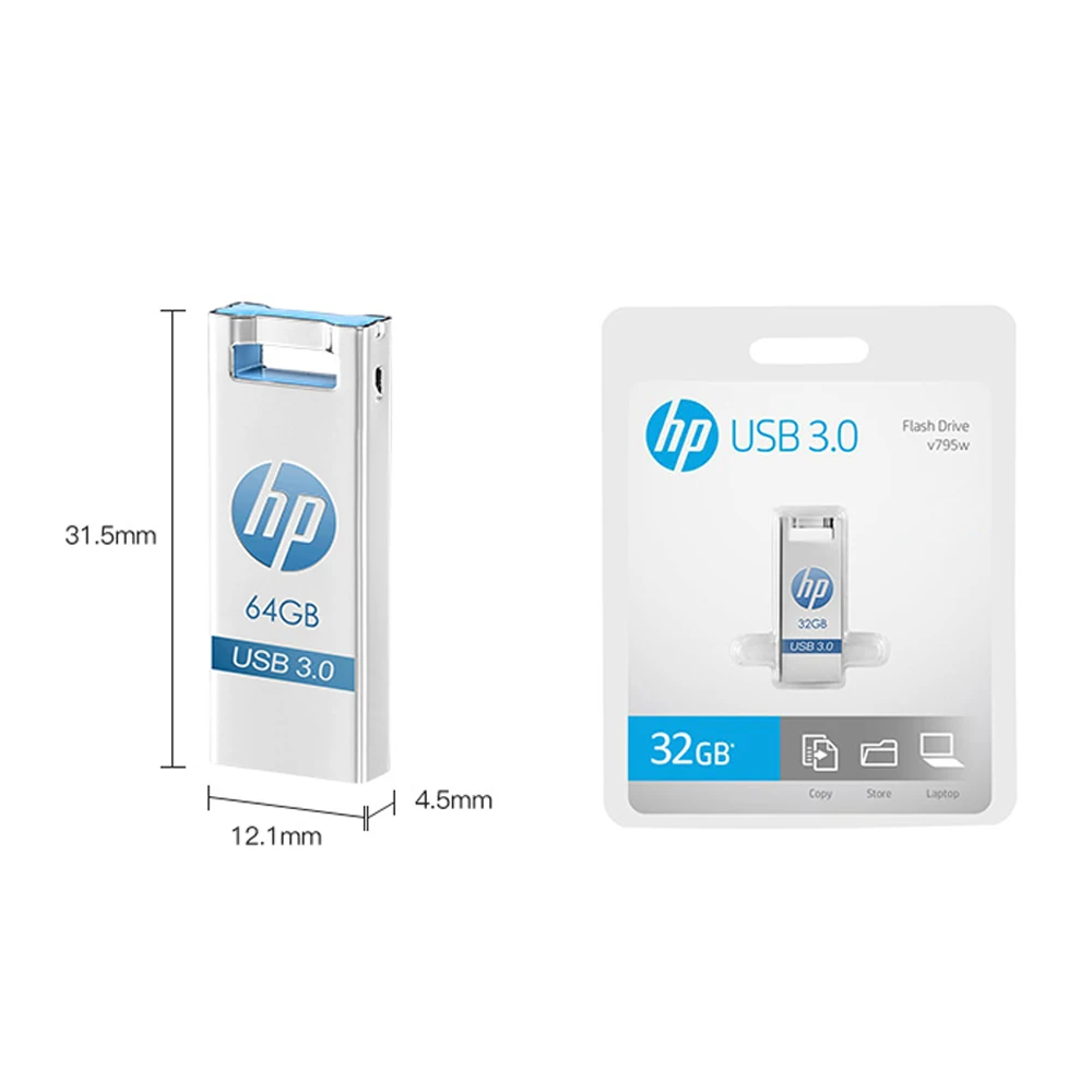 Металлический мини флеш накопитель HP usb 3 0 64 ГБ металлический 128 высокоскоростной