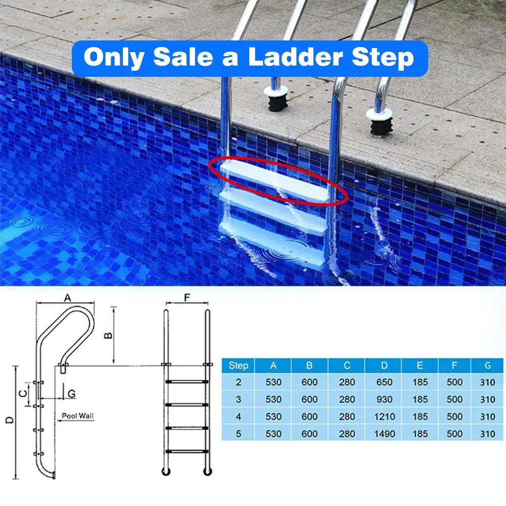 Premium Plastic Pool Ladder Rungs Replacement Ladder Steps With 2