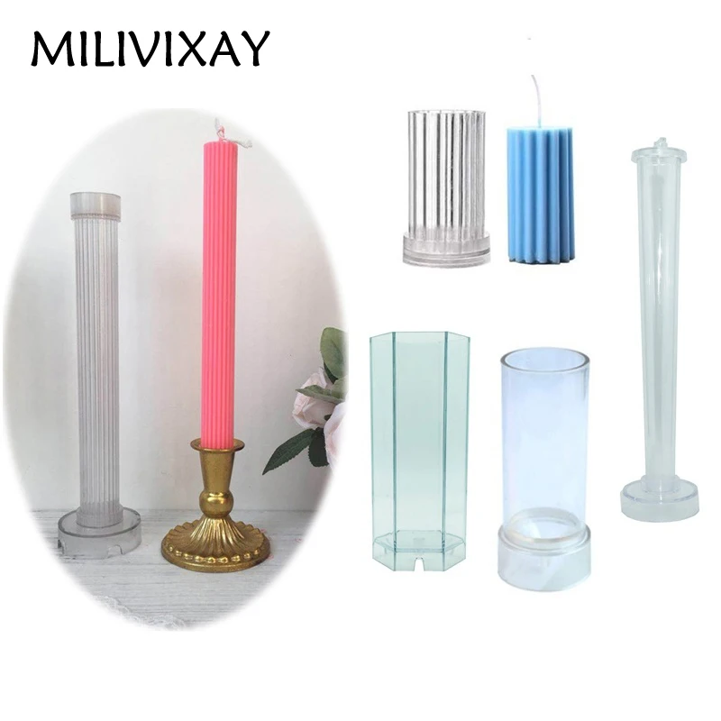 MILIVIXAY Pack of 2 Plastic Candle Molds for Making Pillar/Cylinder/Hexagon/Sprial Shaped Supplies Crafts |
