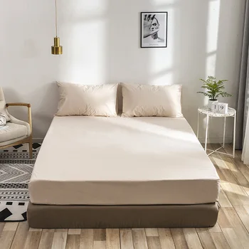 

2/3pcs Pure colour Sheet Set Solid Waterproof Bedding Set Soft Bed Set Fitted Sheet Set Pillowcase Twin Full Queen King