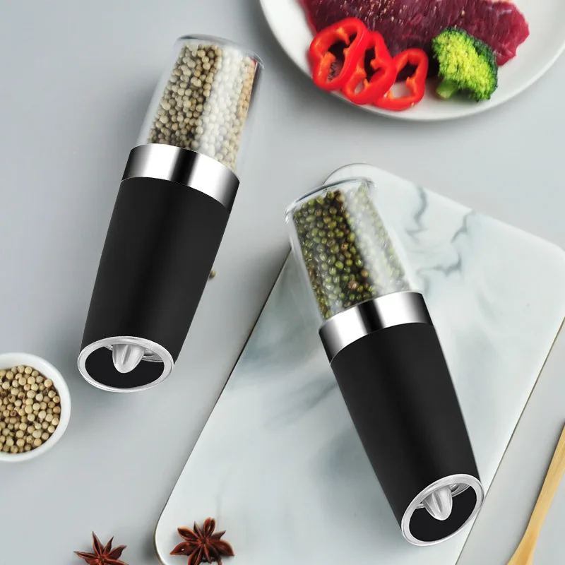 Electric Salt And Pepper Grinders Spice Herb Mill Adjustable Coarseness Stainless Steel Automatic Gravity Kitchen Accessories | Дом и сад