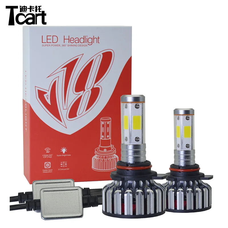 Tcart H11 9005 9006 90 Вт светодиодная фара головного света H1 H7 880 881 5202 cob чип высокой мощности е-байка 36В противотуманные фары