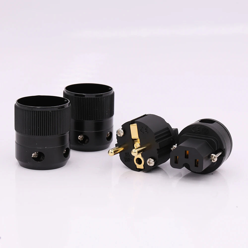 Европейский Unprint High End 24K позолоченный Schuko AC Разъем питания+ IEC разъем питания