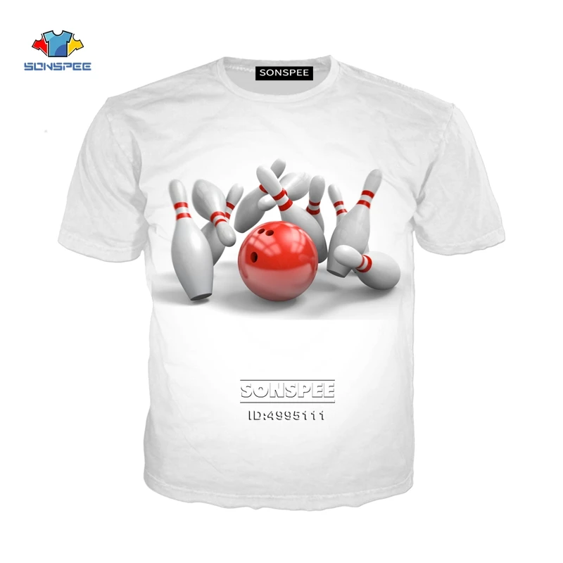 Забавная Женская и мужская футболка с 3D принтом в стиле боулинг, Харадзюку, летняя футболка в стиле хип-хоп, повседневные футболки большого размера, спортивная одежда - Цвет: 13