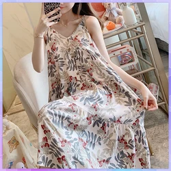 Night Dress Women Print Cartoon Sexy Sleepwear Lingerie Cute Nightdress Strap Thin Female Underwear Nighty Home Wear Clothes