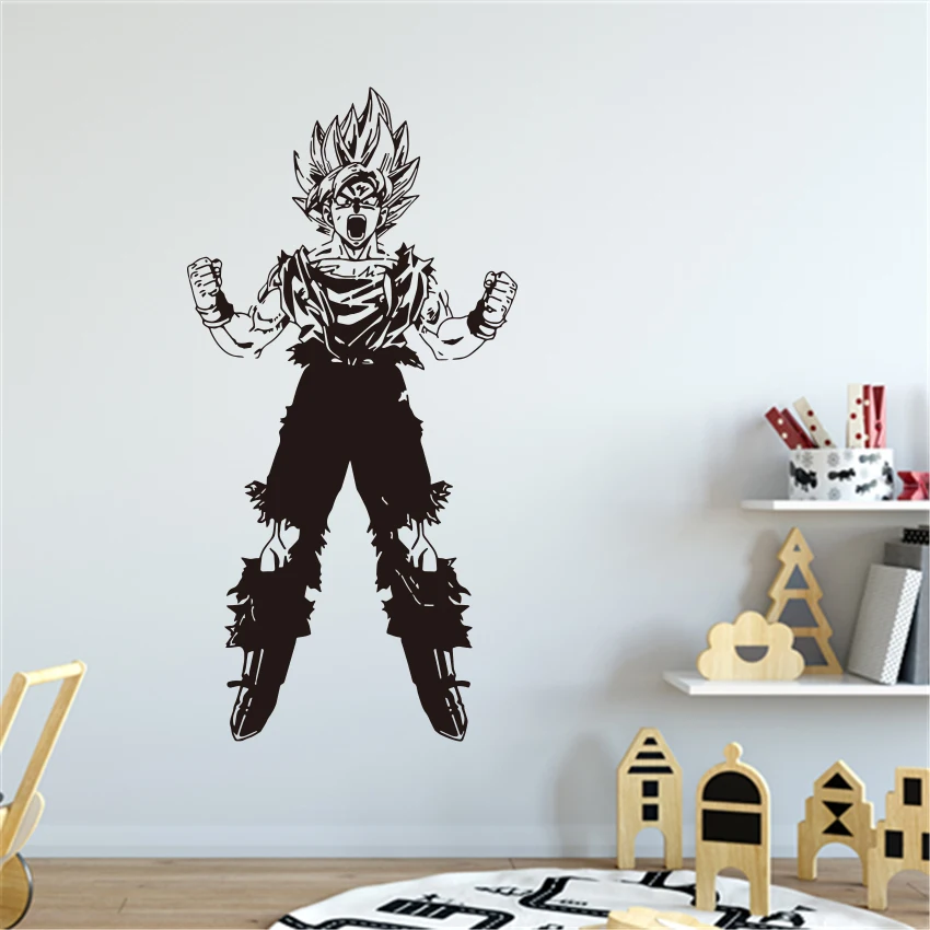 Dragon Ball Z Супер Saiyan Сунь Укун стикер на стену подходит для молодежной Комнаты Большие настенные украшения японская манга мультяшный винил